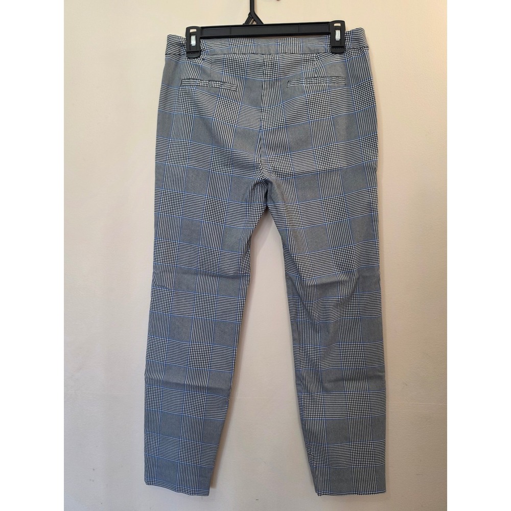 SOHO Apparel Ltd Grey Blue Glen Plaid Pull On Slim Leg Trousers Pants Womens M - Picture 2 of 9